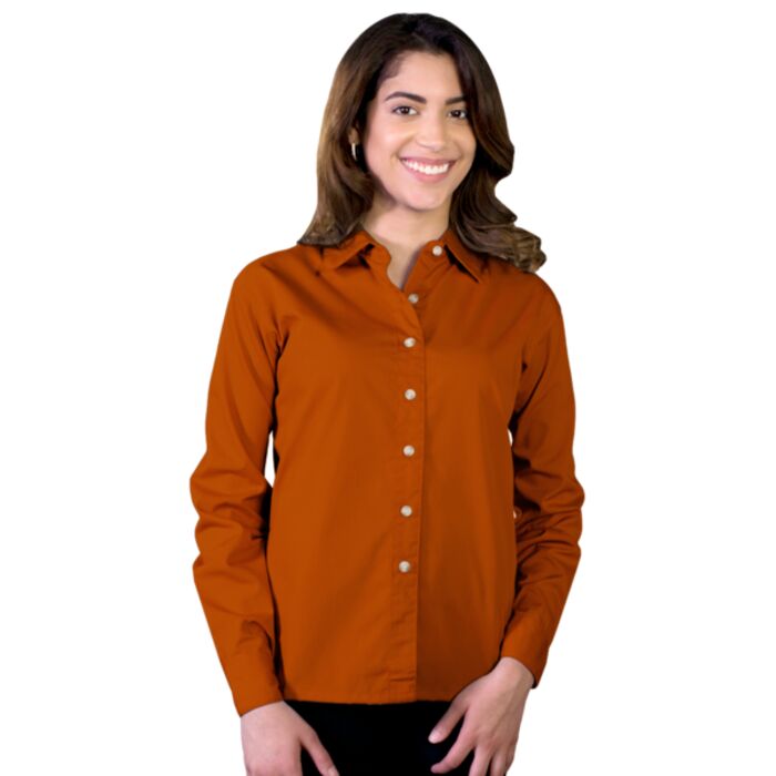 Ladies' L/S Superblend Poplin Shirt with Bone Buttons Thumbnail