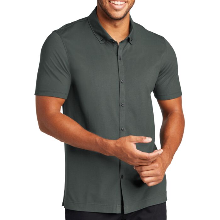 Stretch Pique Full Button Polo Thumbnail